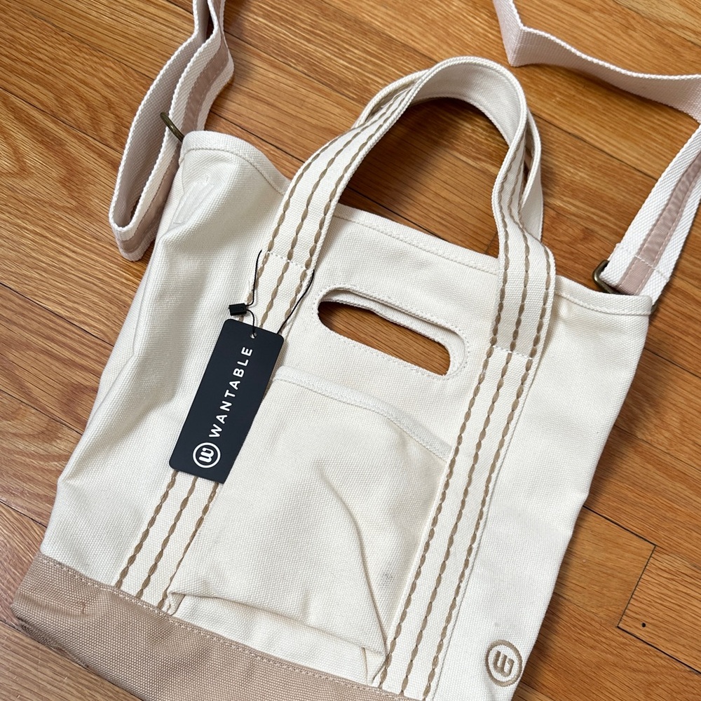 Wantable Cream Mini Canvas Tote with Tan Trim - Picture 2 of 6